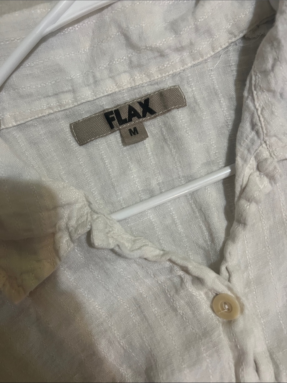 Flax Linen White Linen Short Sleeve Button-Down Shirt - Picture 2 of 2
